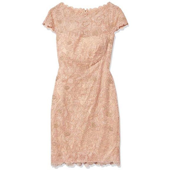 Tadashi Shoji Rose Motif Lace Sheath Dress Size 4 - Picture 3 of 11